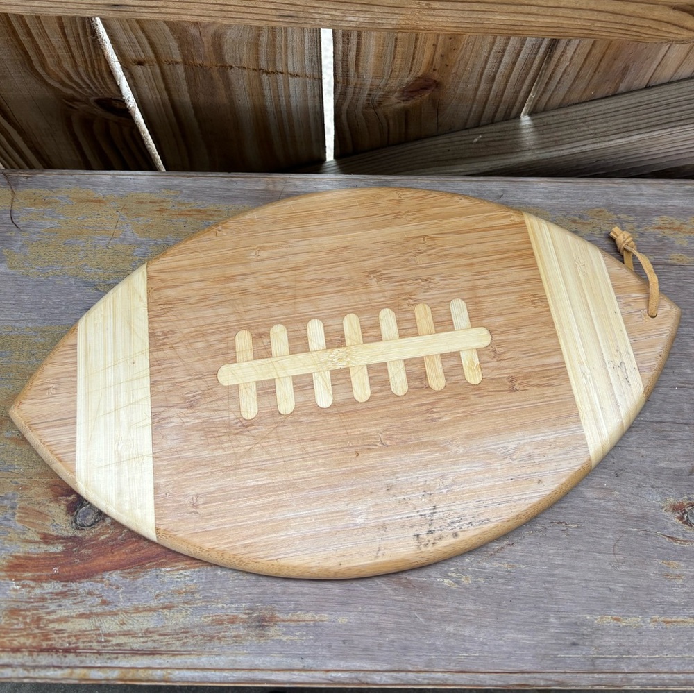 Totally Bamboo Football Shaped Cutting Board Charcuterie Board Size 15.25”L